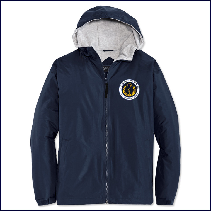Hooded Jacket with School Emblem