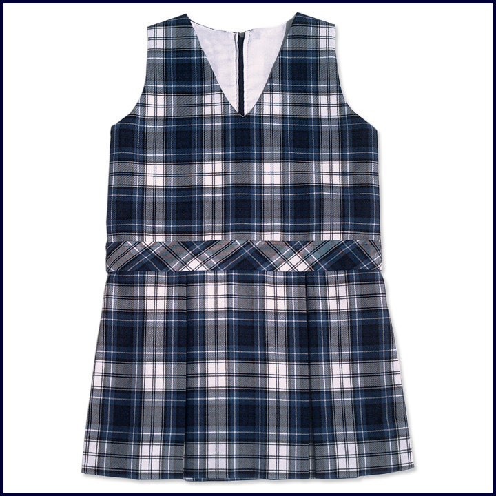 V-Neck Shift Jumper with 2-Pleat Skirt & Bias Waistband