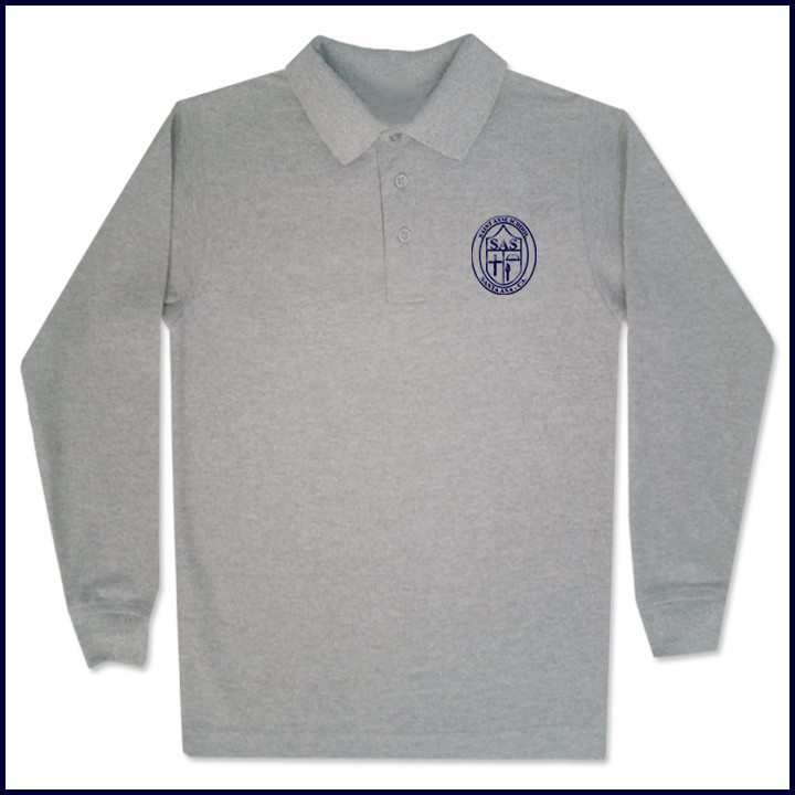 Classic Mesh Polo Shirt: Long Sleeve with St. Anne Embroidered Crest Logo