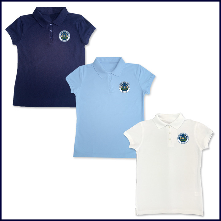 Girls Mesh Polo Shirt: Short Sleeve with School Logo