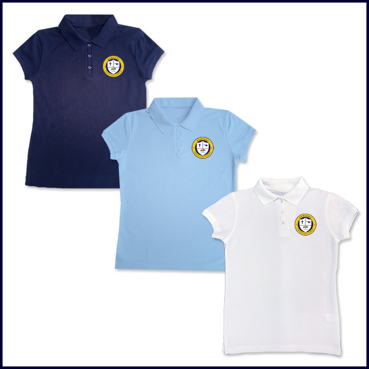 Girls Mesh Polo Shirt: Short Sleeve with School Logo