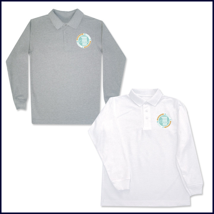 Classic Mesh Polo Shirt: Long Sleeve with School Logo