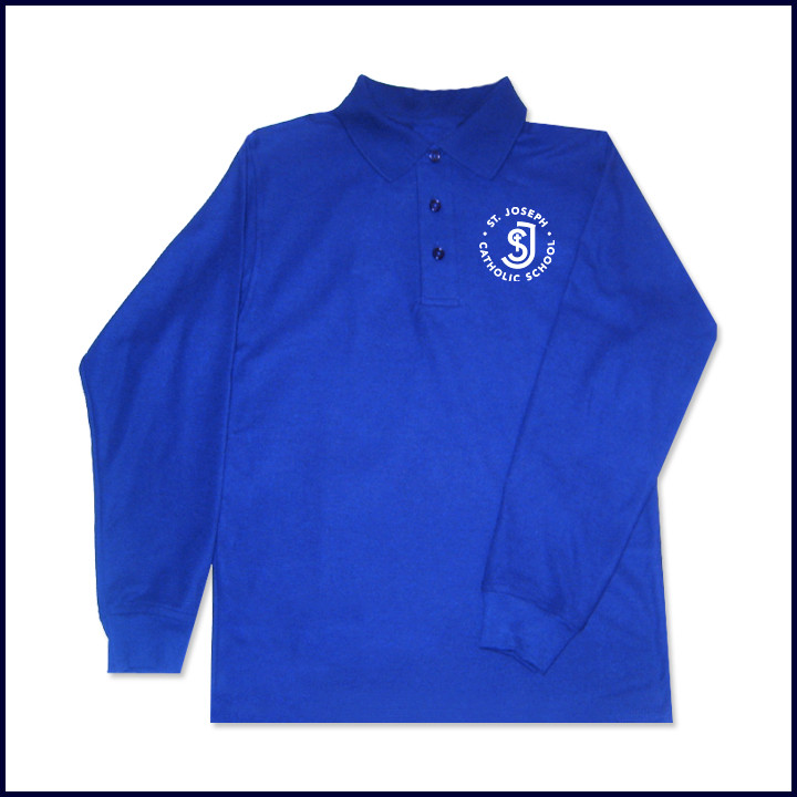 Classic Mesh Polo Shirt: Long Sleeve with School Logo
