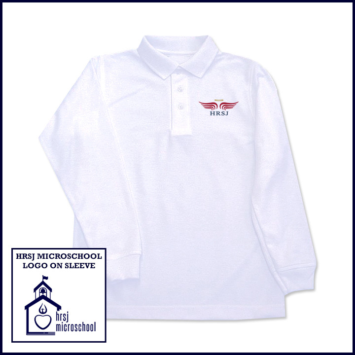 White Unisex HRSJ Mesh Polo: Long Sleeve