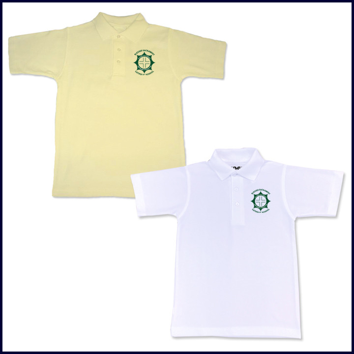 Unisex Mesh Polo Shirt: Short Sleeve with School Logo