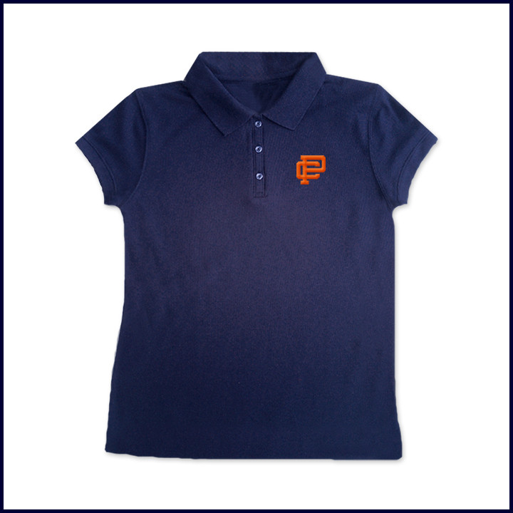 Navy Mesh Polo Shirt with Embroidered Logo