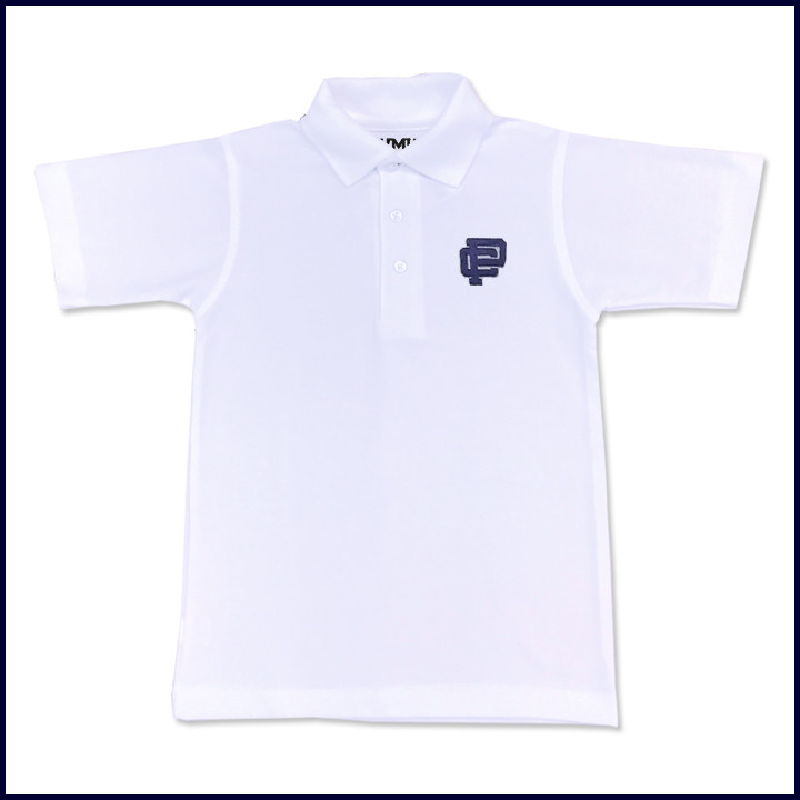 White Unisex Mesh Polo Shirt with Embroidered Logo