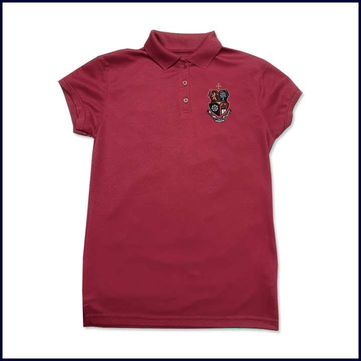 Crimson Girls Performance Polo with JSerra Logo