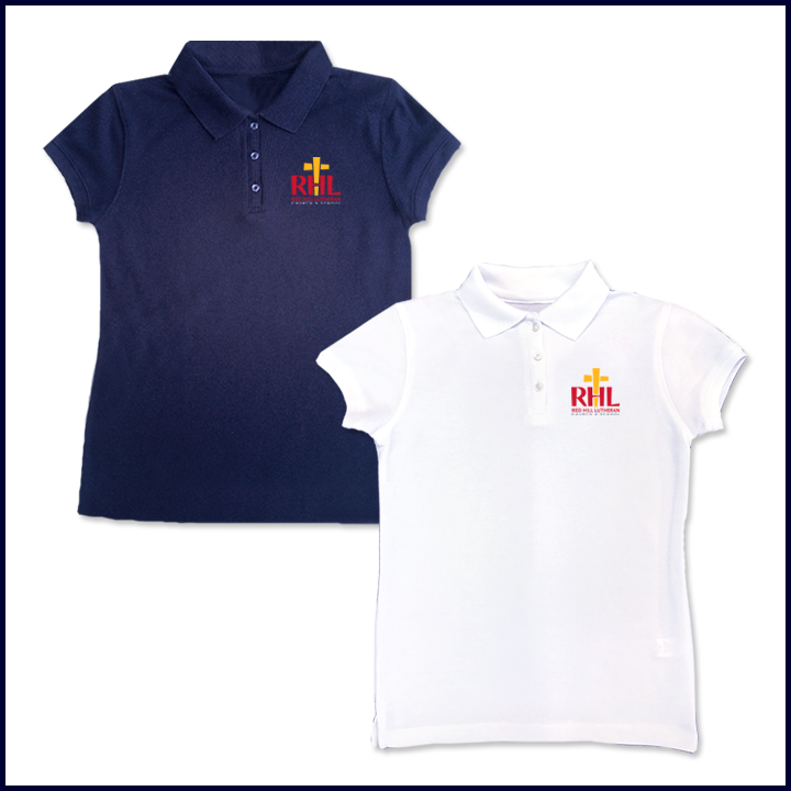 Girls Mesh Polo Shirt: Short Sleeve with Heat Transfer Logo