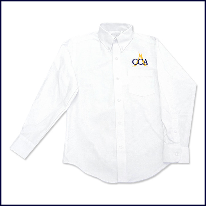 Vicki Marsha Uniforms Oxford Shirt: Long Sleeve with Embroidered Logo Above  Pocket - 1st Grade - Boys Uniforms - Christ Cathedral Academy
