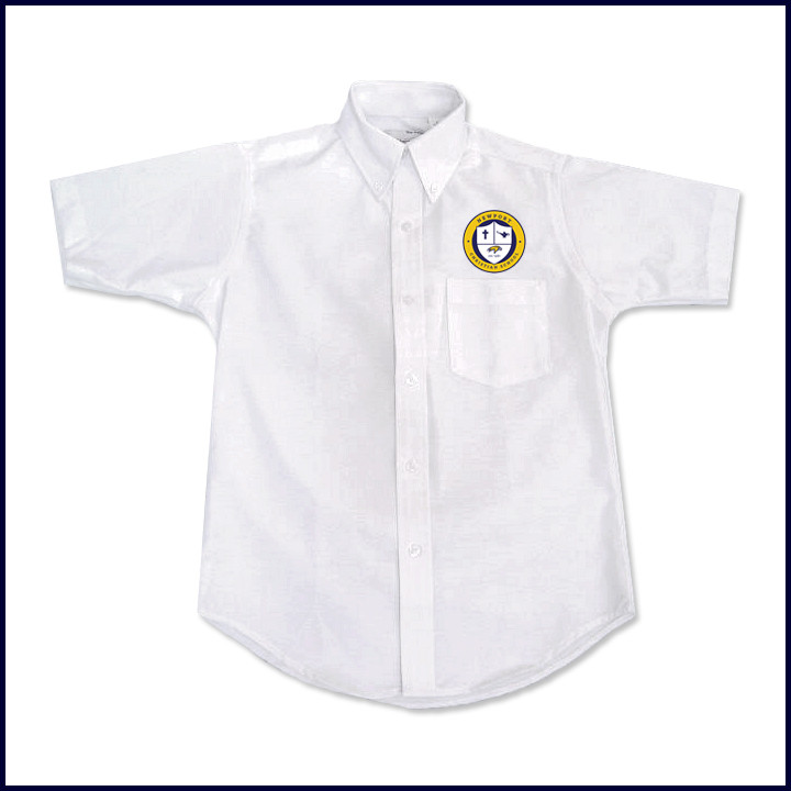 Oxford Shirt: Short Sleeve with School Logo Above Pocket