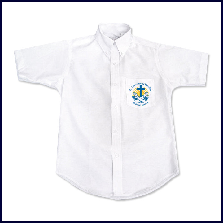 Oxford Shirt: Short Sleeve with School Logo on Pocket