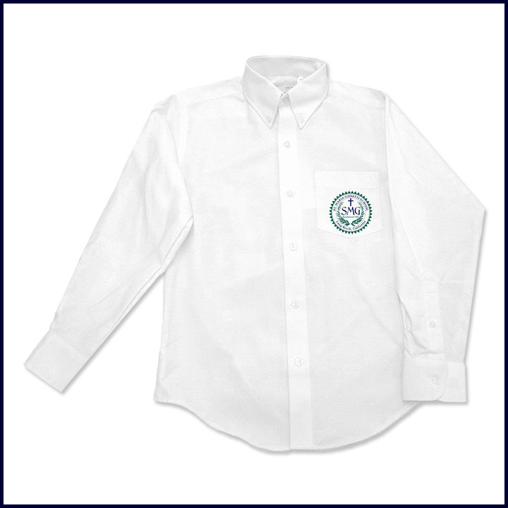 Oxford Shirt: Long Sleeve with Formal Logo on Pocket