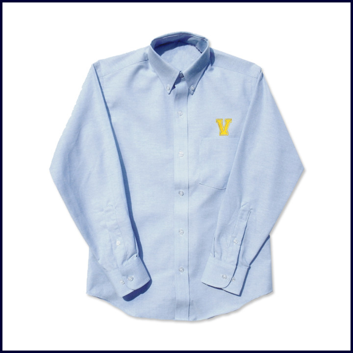 Vicki Marsha Uniforms Oxford Shirt: Long Sleeve with Embroidered V Logo