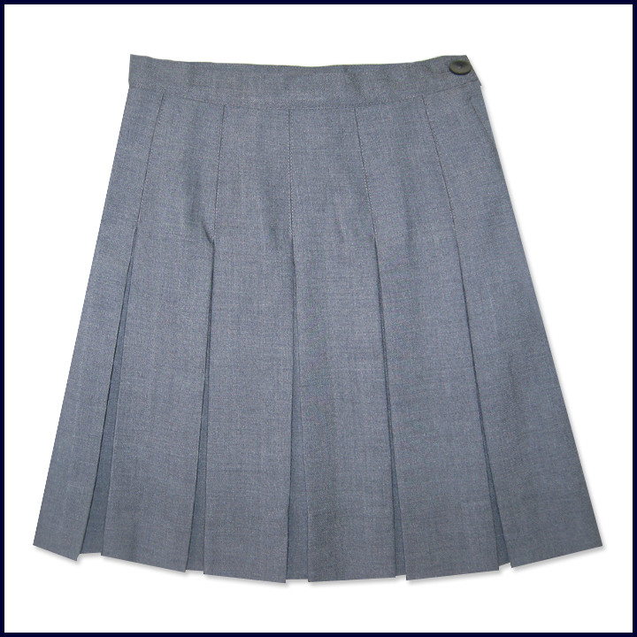 Heather Grey Stitched Down Box Pleat Skirt