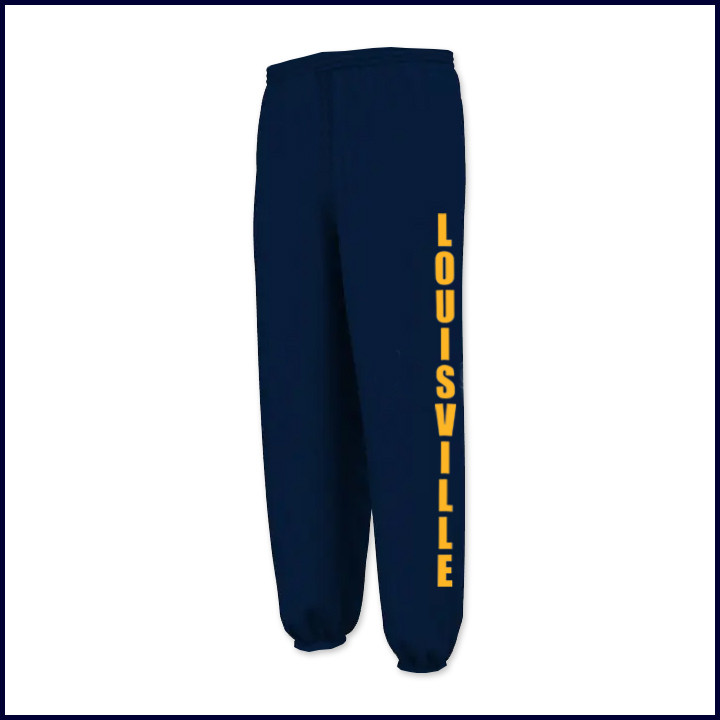Fleece Sweatpants: Elastic Bottom with Large Louisville Logo on Leg