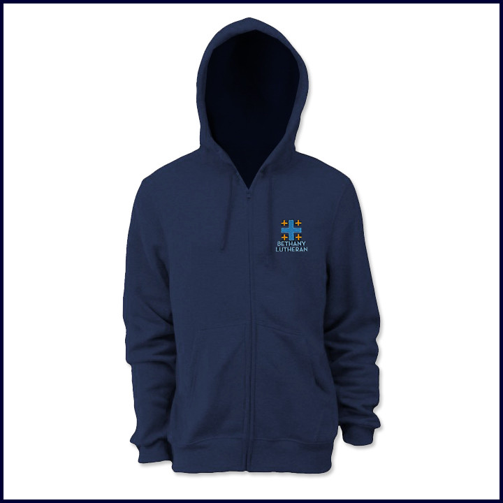 Hooded Zip Front Sweatshirt with Embroidered Logo