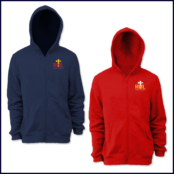 Zip Front Hooded Sweatshirt with Embroidered Logo