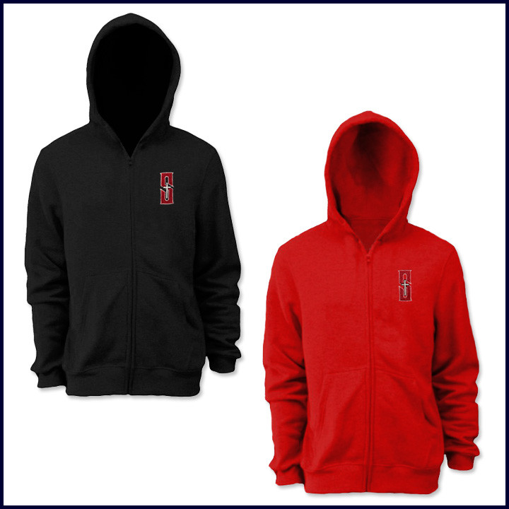 Zip Front Hooded Sweatshirt with Embroidered Logo