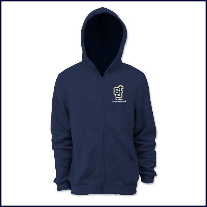 Zip Front Hooded Sweatshirt with Embroidered Logo