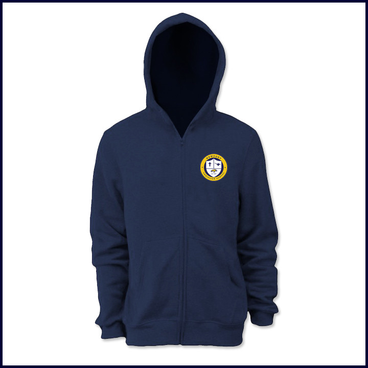 Zip Front Hooded Sweatshirt with School Logo