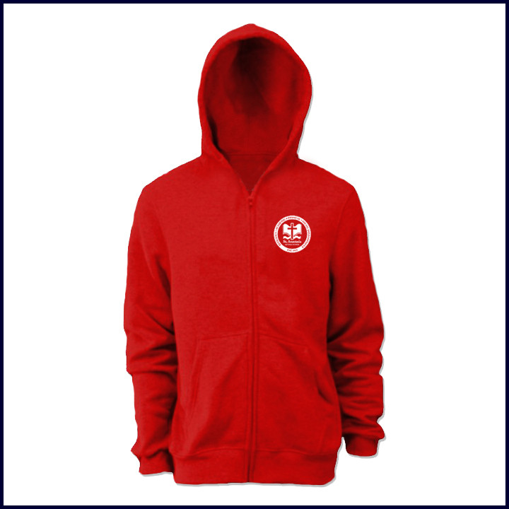 Hooded Zip Front Sweatshirt with School Logo