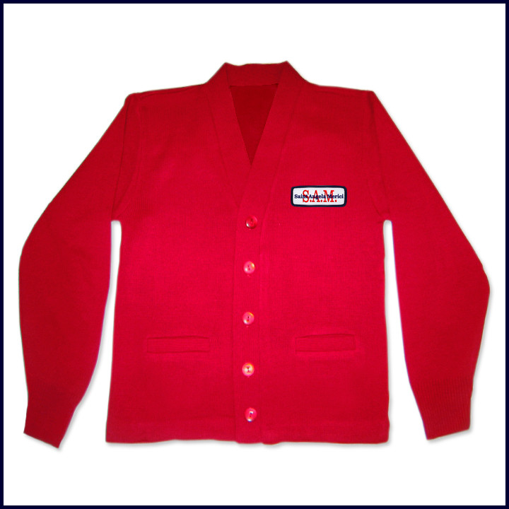 Cardigan Sweater with School Emblem