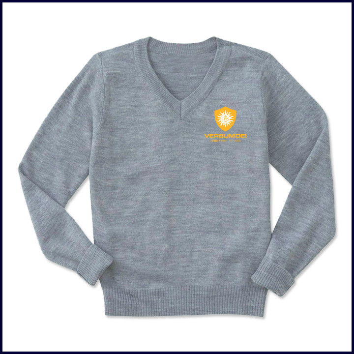 V-Neck Pullover Sweater with Embroidered Logo