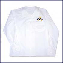 Round Collar Blouse: Long Sleeve with Embroidered Logo on Collar