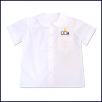 Round Collar Blouse: Short Sleeve with CCA Embroidered Logo Above Pocket