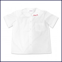 Round Collar Blouse: Short Sleeve with SNCS Embroidered Logo on Collar