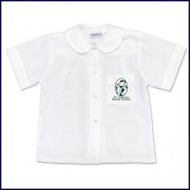 Round Collar Blouse: Short Sleeve with School Logo on Pocket