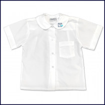 Round Collar Blouse: Short Sleeve with School Logo on Collar