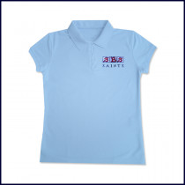 Blue Girls Mesh Polo Shirt: Short Sleeve with SBS Saints Embroidered Logo