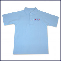Blue Classic Mesh Polo Shirt: Short Sleeve with SBS Saints Embroidered Logo