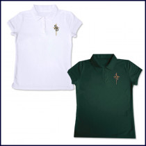Girls Mesh Polo Shirt: Short Sleeve with Embroidered Logo