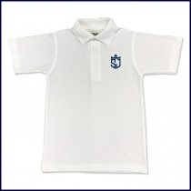 White Unisex Polo Shirt: Short Sleeve with Embroidered Logo