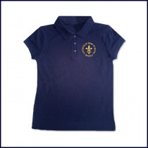 Navy Girls Mesh Polo Shirt: Short Sleeve with Embroidered Logo