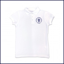 White Girls Mesh Polo Shirt: Short Sleeve with Embroidered Logo