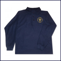 Navy Classic Mesh Polo Shirt: Long Sleeve with Embroidered Logo