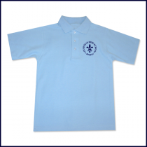 Light Blue Classic Mesh Polo Shirt: Short Sleeve with Embroidered Logo