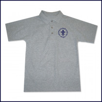 Grey Classic Mesh Polo Shirt: Short Sleeve with Embroidered Logo