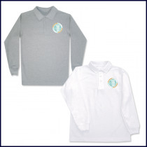 Unisex Mesh Polo Shirt: Long Sleeve with School Logo
