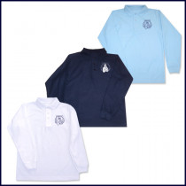Classic Mesh Polo Shirt: Long Sleeve with School Logo