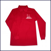 Unisex Mesh Polo Shirt: Long Sleeve with School Logo