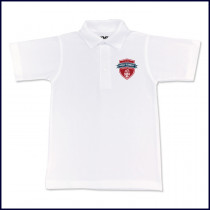 White Unisex Mesh Polo Shirt: Short Sleeve with Fiberlok Logo