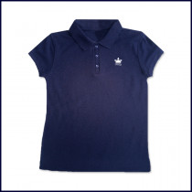 Navy Girls Mesh Polo Shirt: Short Sleeve with Embroidered Logo