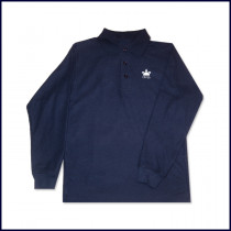 Navy Classic Mesh Polo Shirt: Long Sleeve with Embroidered Logo