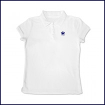 White Girls Mesh Polo Shirt: Short Sleeve with Embroidered Logo