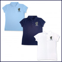 Girls Mesh Polo Shirt: Short Sleeve with Embroidered Logo